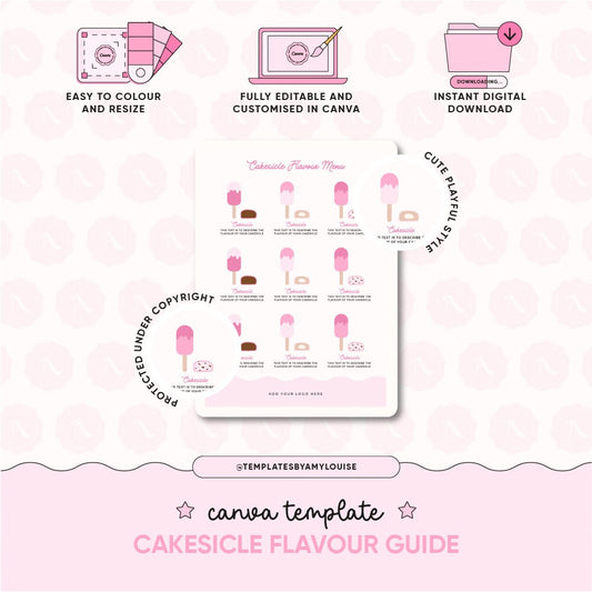 Cakesicle Flavour Menu - 'Cute Playful Style'