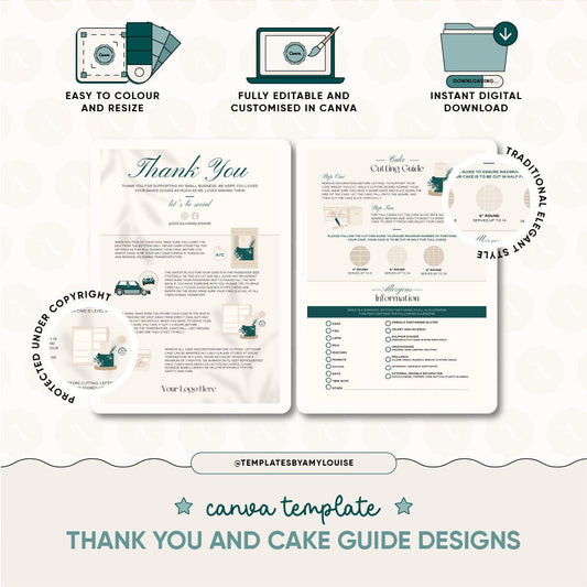 Canva Thank You and Cake Guide Flyer  - 'Traditional Elegant Style'