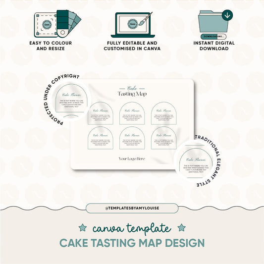 Cake Tasting Map Design - 'Traditional Elegant Style'