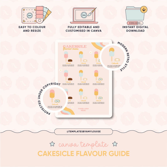 Cakesicle Flavour Menu - 'Modern Retro Style'