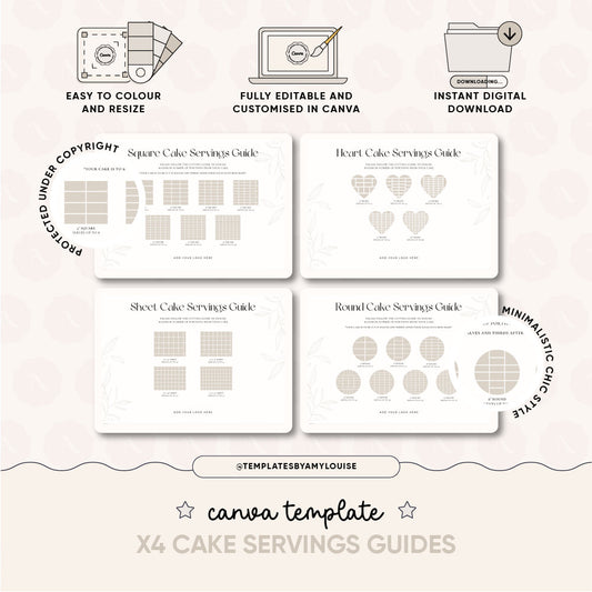 Canva Cake x4 Servings Guides - 'Minimalistic Chic Style'