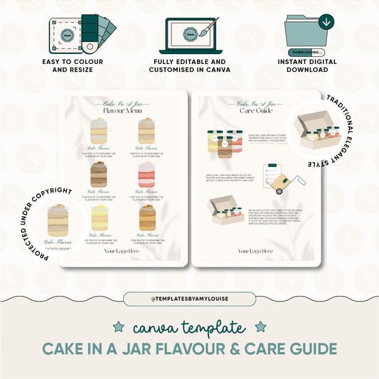 Cake In a Jar Flavour and Care Guide - 'Traditional Elegant Style'