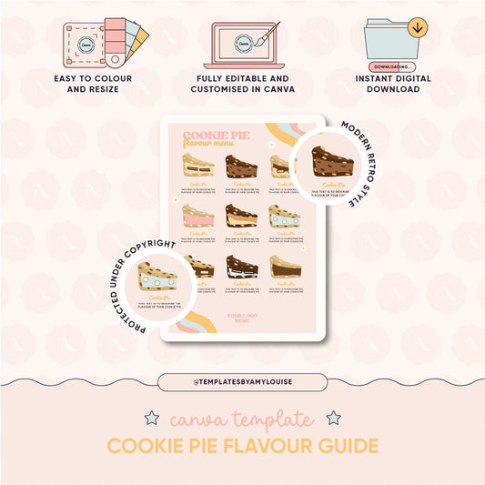 Cookie Pie Flavour Menu - 'Modern Retro Style'