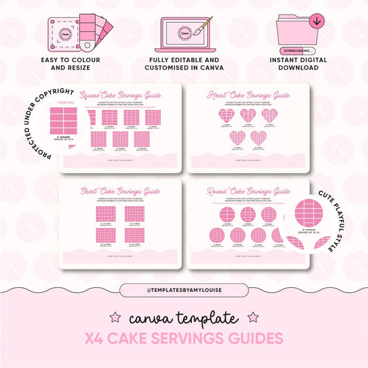 Canva Cake x4 Servings Guides - 'Cute Playful Style'