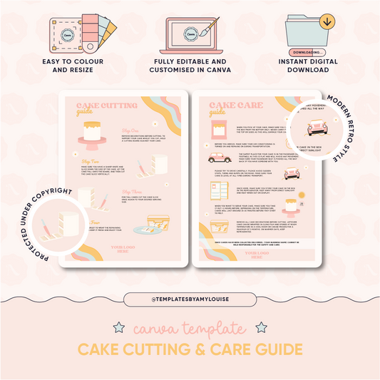 Canva Cake Care & Cutting Guide - 'Modern Retro'