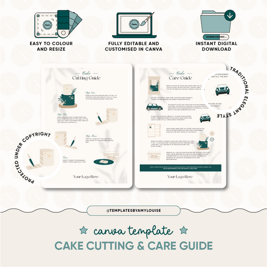 Canva Cake Care & Cutting Guide - 'Traditional Elegant Style'