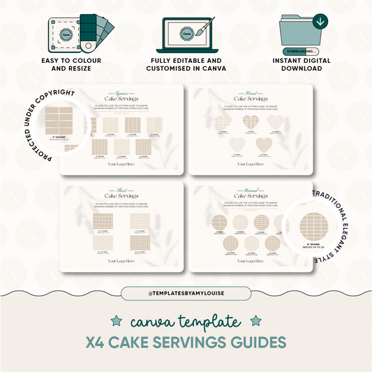 Canva Cake x4 Servings Guides - 'Traditional Elegant Style'