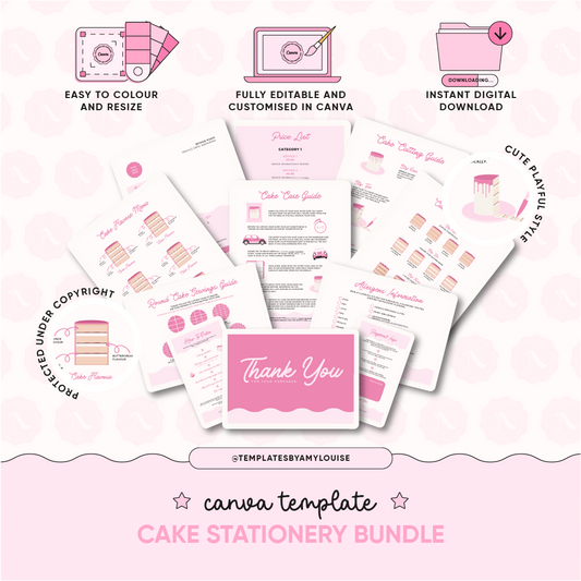 Canva Cake Stationery Bundle - 'Cute & Playful Style'