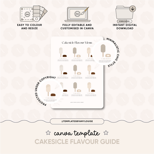 Cakesicle Flavour Menu - 'Minimalistic Chicl Style'