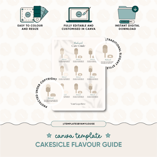 Cakesicle Flavour Menu - 'Traditional Elegant Style'