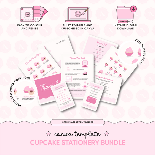 Canva Cupcake Stationery Bundle - 'Cute & Playful Style'