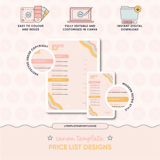 Price List Design - 'Modern Retro'