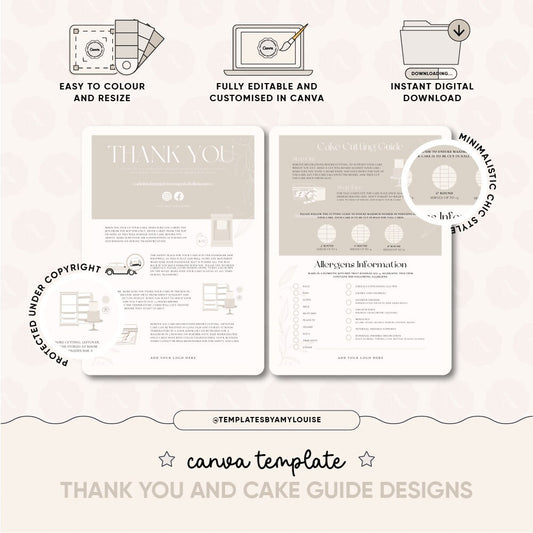 Canva Thank You and Cake Guide Flyer  - 'Minimalistic Chic Style'