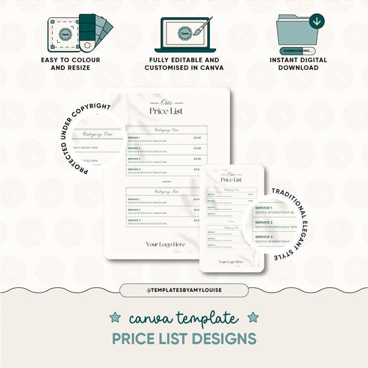 Price List Design - 'Traditional Elegant Style'