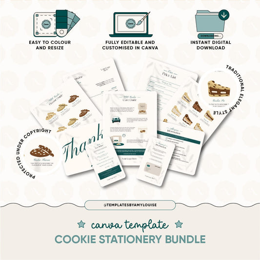 Canva Cookie Stationery Bundle - 'Traditional Elegant Style'