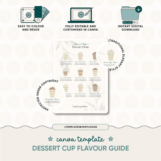 Dessert Cup Flavour Menu - 'Traditional Elegant Style'